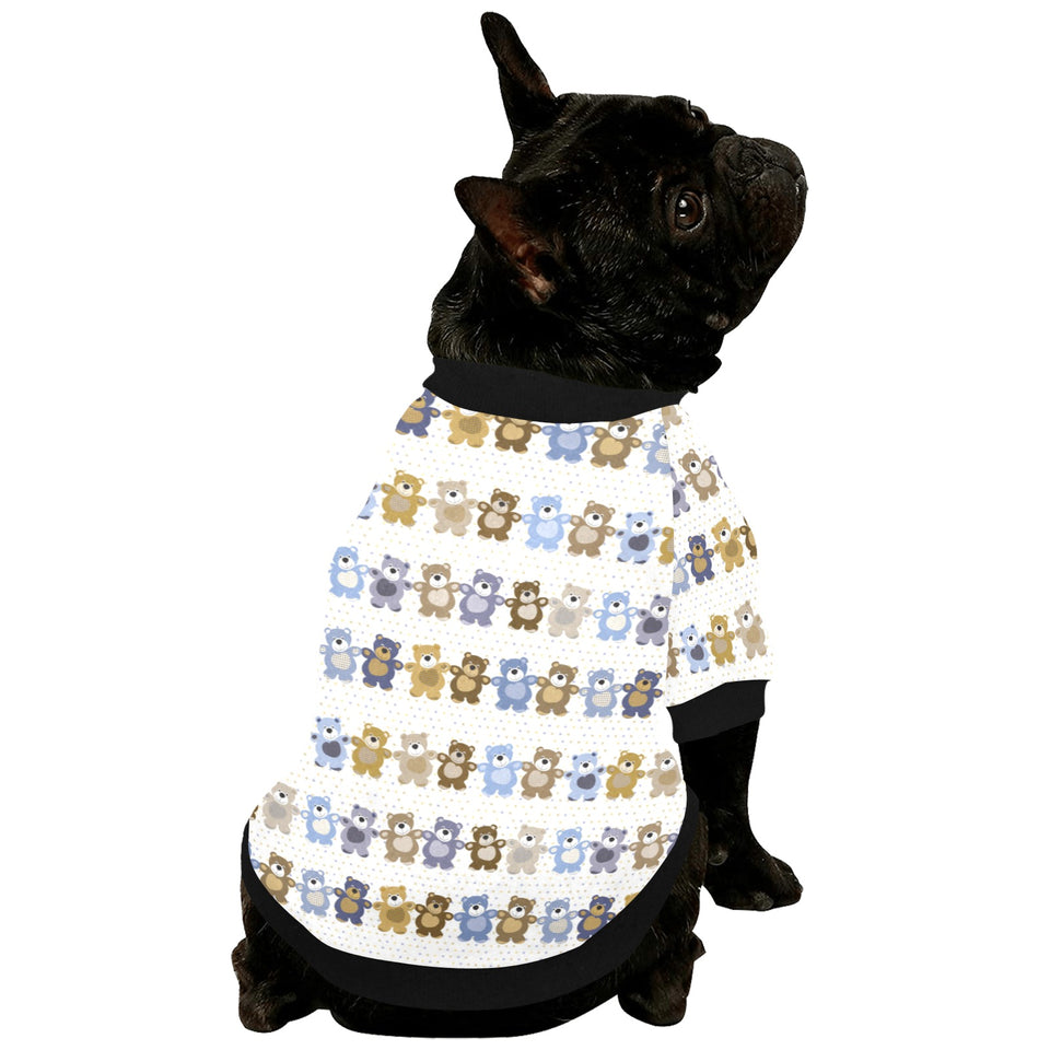 Teddy Bear Pattern Print Design 02 All Over Print Pet Dog Round Neck Fuzzy Shirt