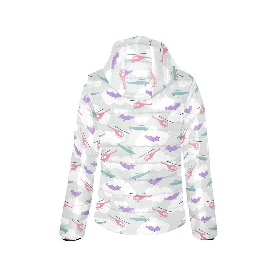 Helicopter plane pattern Women's Padded Hooded Jacket