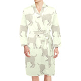 Little young goat pattern Men's Long Sleeve Belted Night Robe