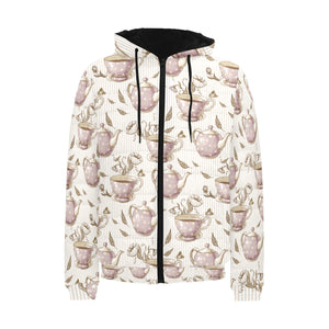 Tea pots Pattern Print Design 03 Men's Padded Hooded Jacket