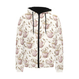 Tea pots Pattern Print Design 03 Men's Padded Hooded Jacket