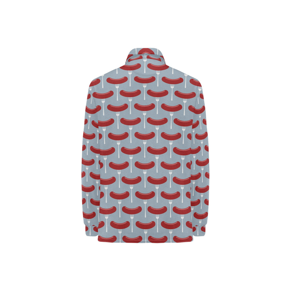 Sausage Pattern Print Design 02 Women's Long Sleeve Polo Shirt
