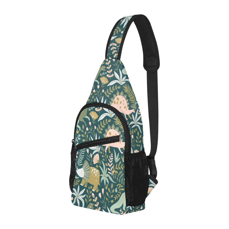 dinosaurs tropical leaves flower pattern All Over Print Chest Bag