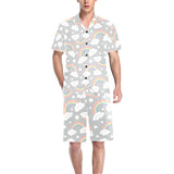 Cute rainbow clound star pattern Men's V-Neck Short Pajama Set