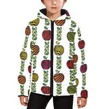 colorful apples leave zebra stripe Kids' Boys' Girls' Padded Hooded Jacket