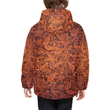 cacao beans tribal polynesian pattern Kids' Boys' Girls' Padded Hooded Jacket