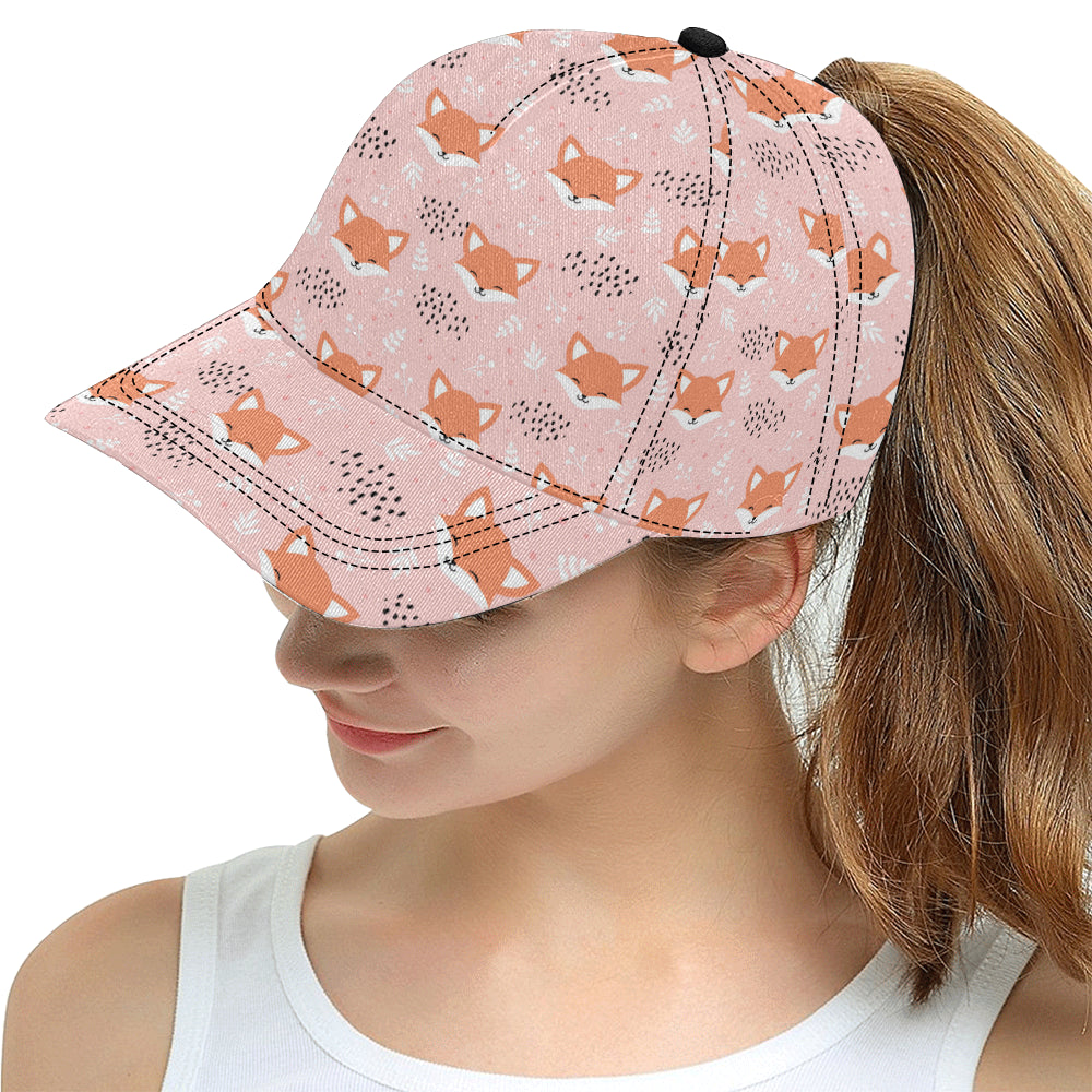 Cute fox pattern pink background All Over Print Snapback Cap