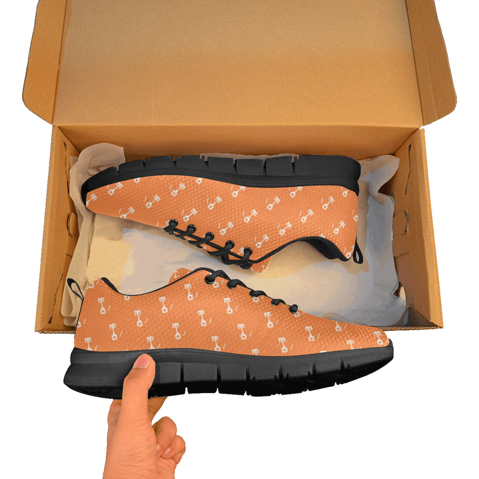 Engine Piston Orange Background Pattern Print Desi Women's Sneaker Shoes