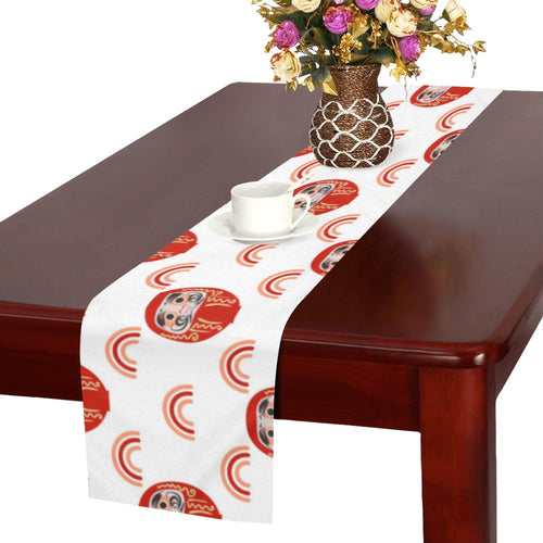 Daruma japanese wooden doll design pattern Table Runner