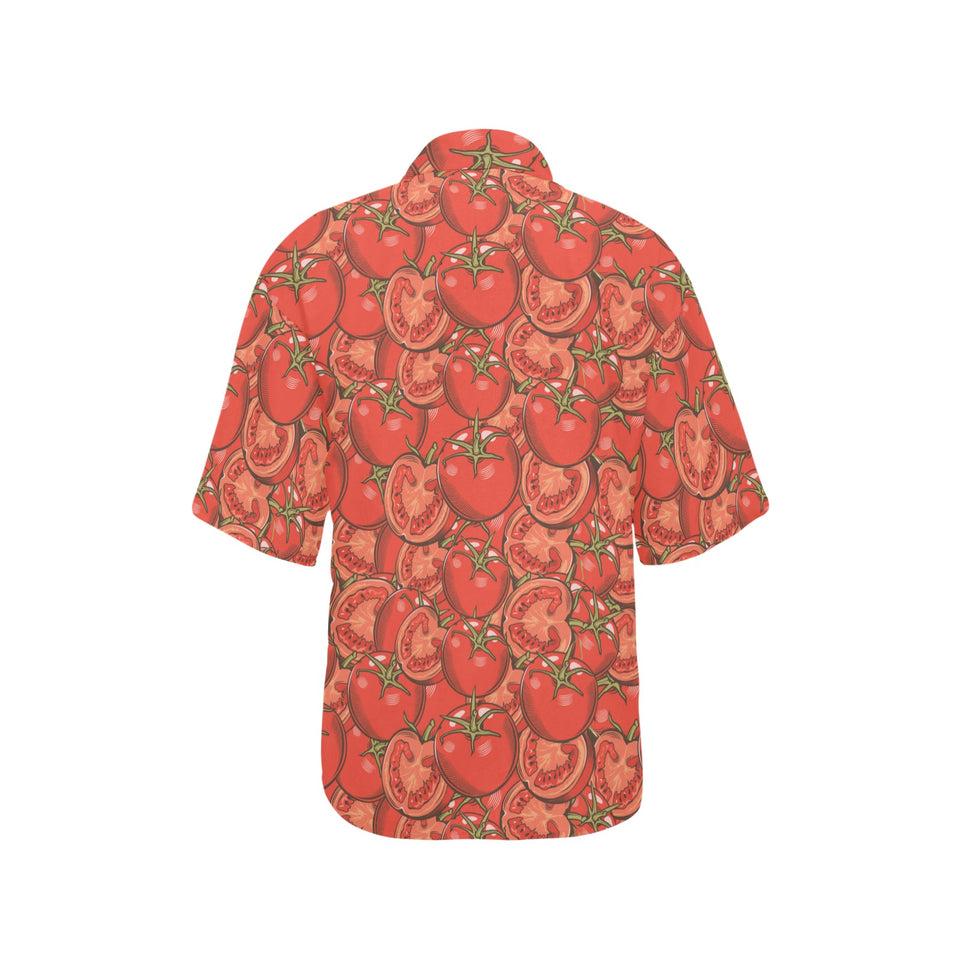 Red Tomato Pattern Women's All Over Print Hawaiian Shirt