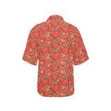 Red Tomato Pattern Women's All Over Print Hawaiian Shirt