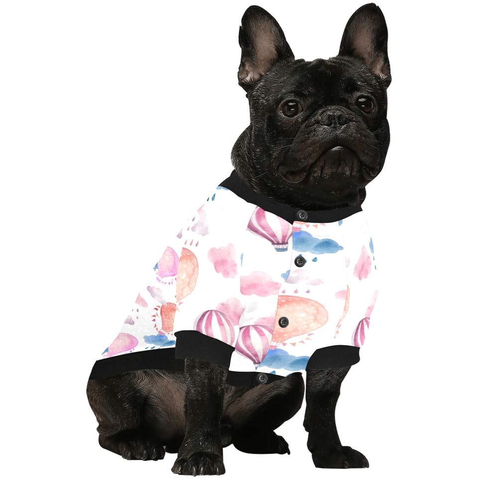 Watercolor air balloon cloud pattern All Over Print Pet Dog Round Neck Fuzzy Shirt