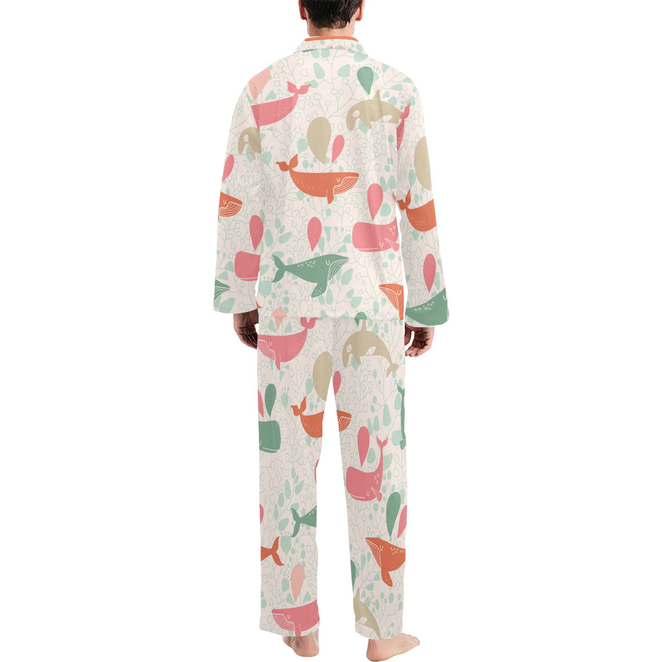 Cute whale pattern Men's Long Pajama Set