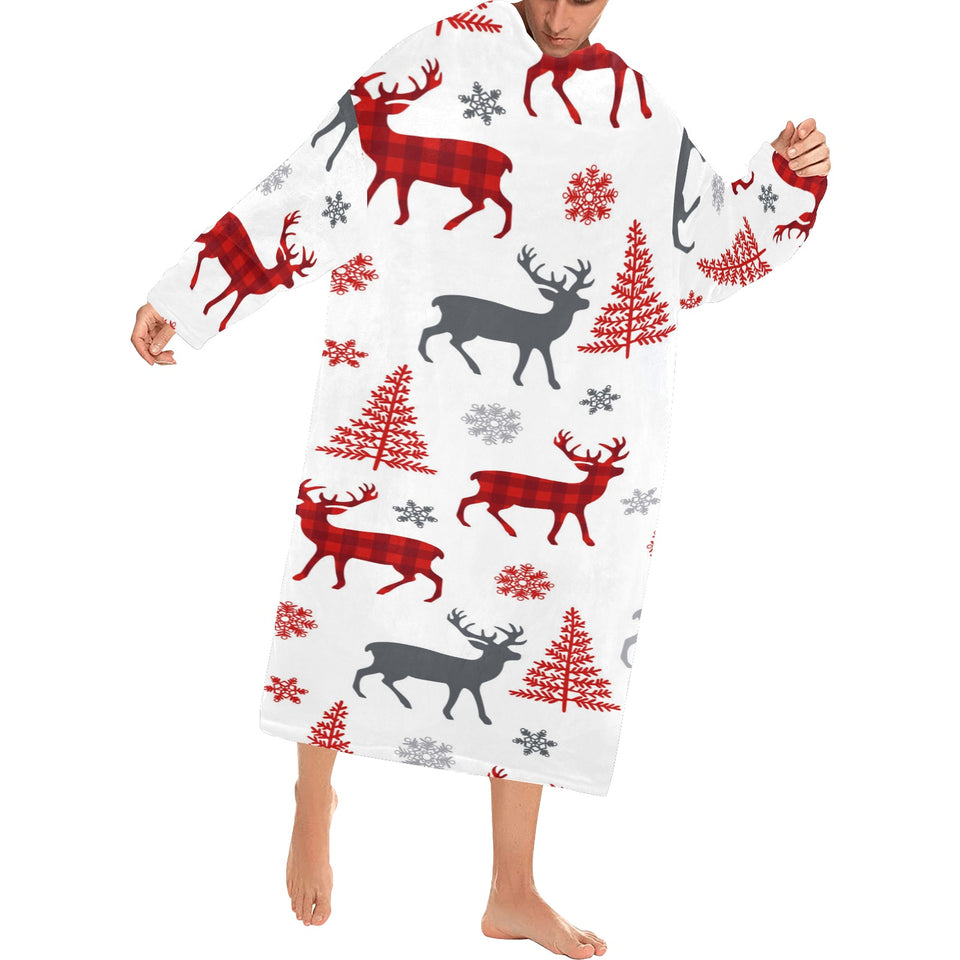 Deer tree snowflakes chrismas pattern Blanket Robe with Sleeves