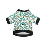 Cute sloths tropical palm leaves white background All Over Print Pet Dog Round Neck Fuzzy Shirt