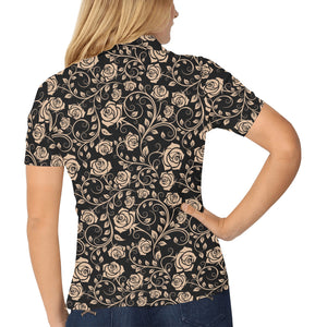 Rose Pattern Print Design 04 Women's All Over Print Polo Shirt