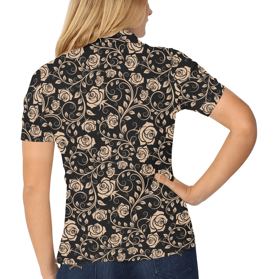 Rose Pattern Print Design 04 Women's All Over Print Polo Shirt