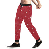 Christmas tree star snow red background Unisex Casual Sweatpants