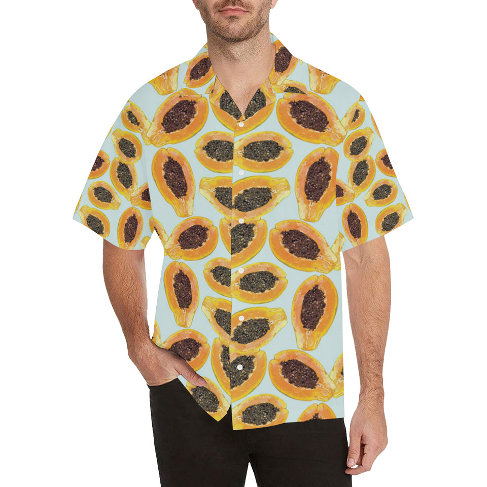 Watercolor papaya pattern Men's All Over Print Hawaiian Shirt