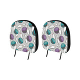 Bowling ball and pin gray background Car Headrest Cover