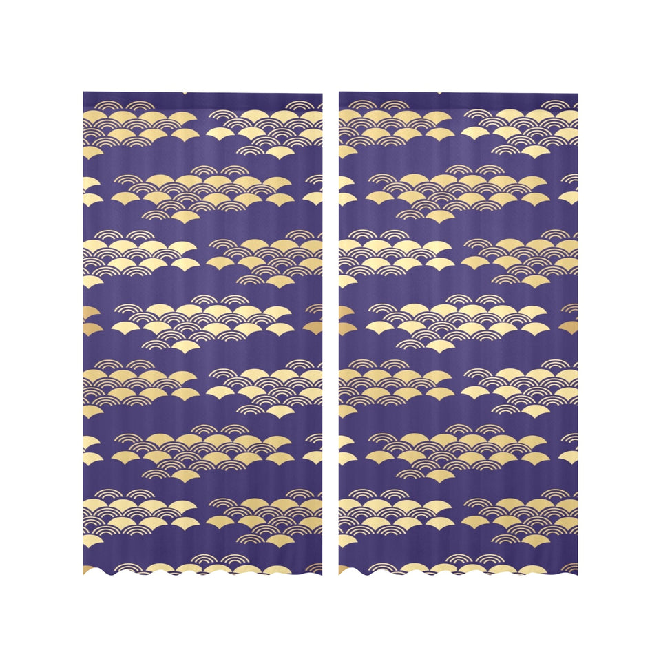 Beautiful japanese fan pattern Gauze Curtain