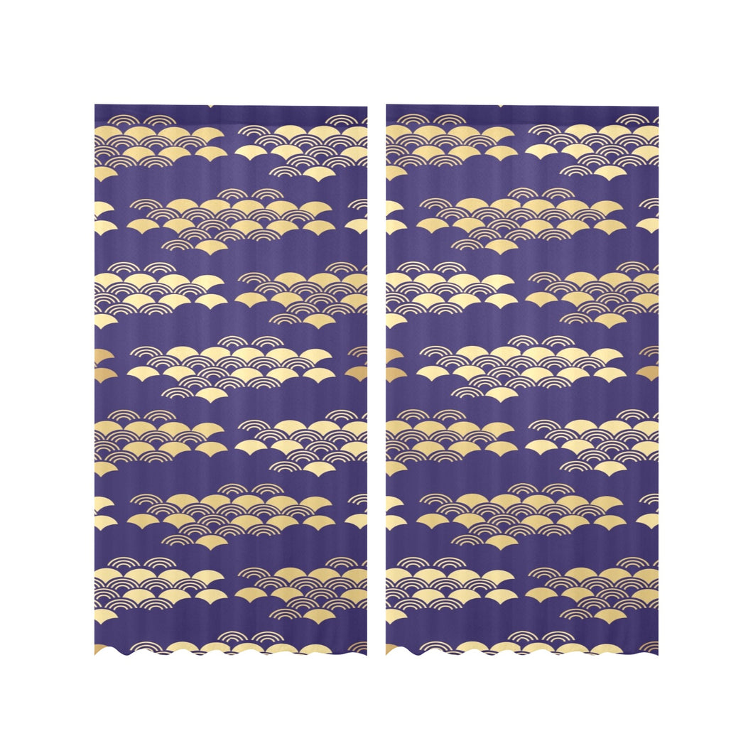 Beautiful japanese fan pattern Gauze Curtain