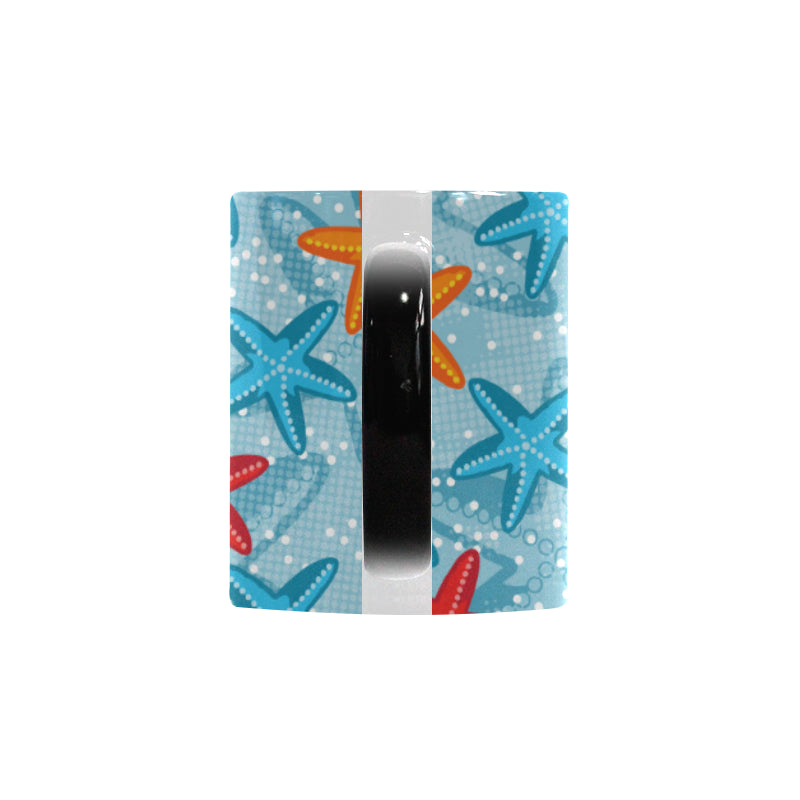 Blue red orange starfish pattern Morphing Mug Heat Changing Mug