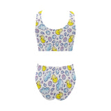Duck Pattern Print Design 01 Chest Bowknot High Waisted Bikini Swimsuit