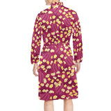Popcorn Pattern Print Design 02 Men's Long Sleeve Belted Night Robe