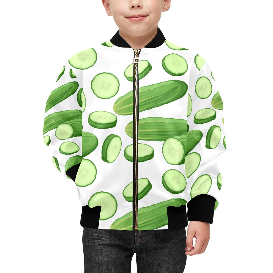 cucumber whole slices pattern Kids' Boys' Girls' Bomber Jacket
