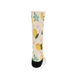lemon flower leave pattern Crew Socks