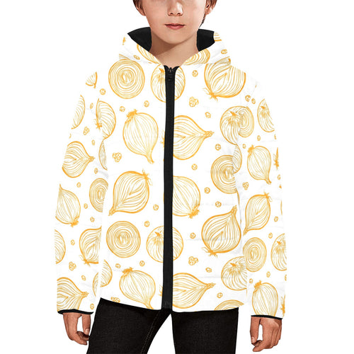 hand drawn onion pattern Kids' Boys' Girls' Padded Hooded Jacket