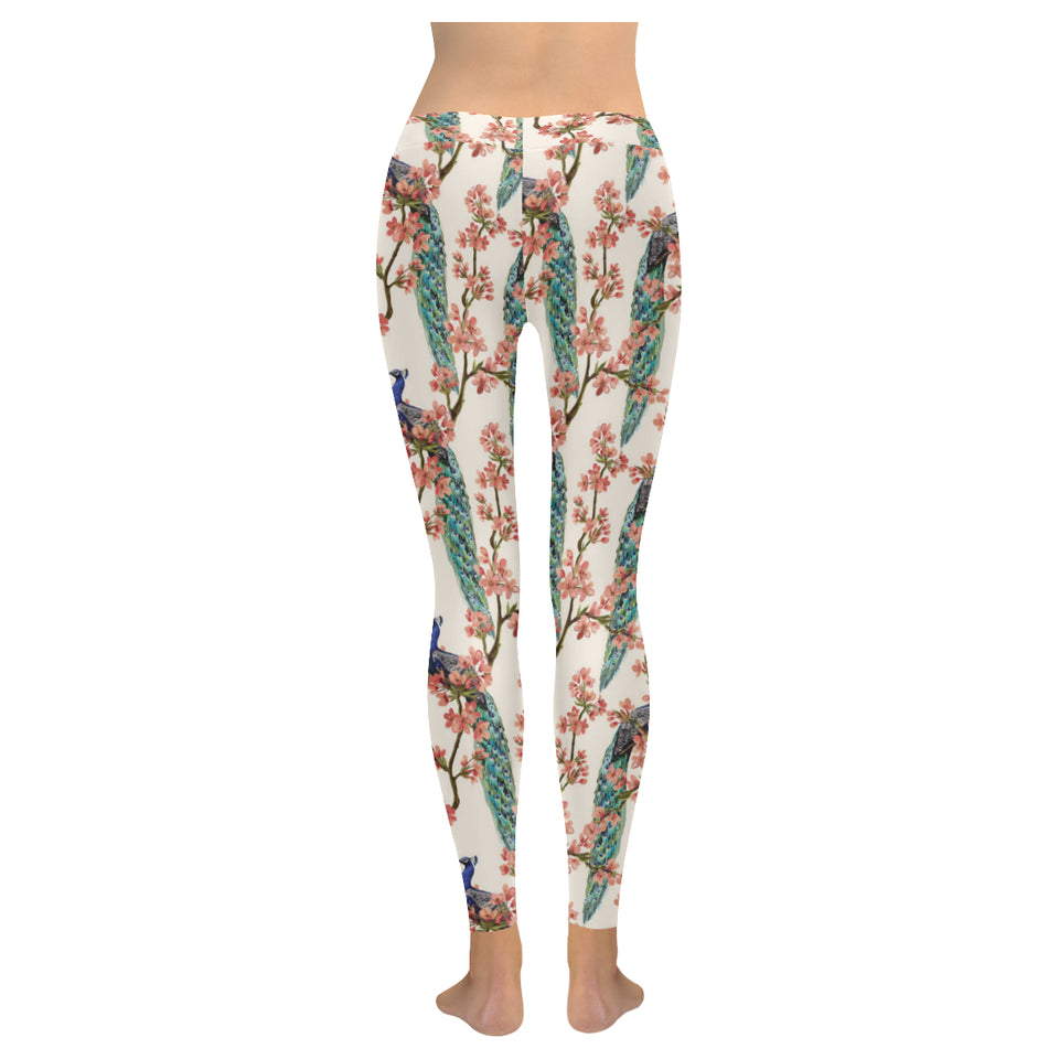 Peacock tropical flower pattern Women's Legging Fulfilled In US