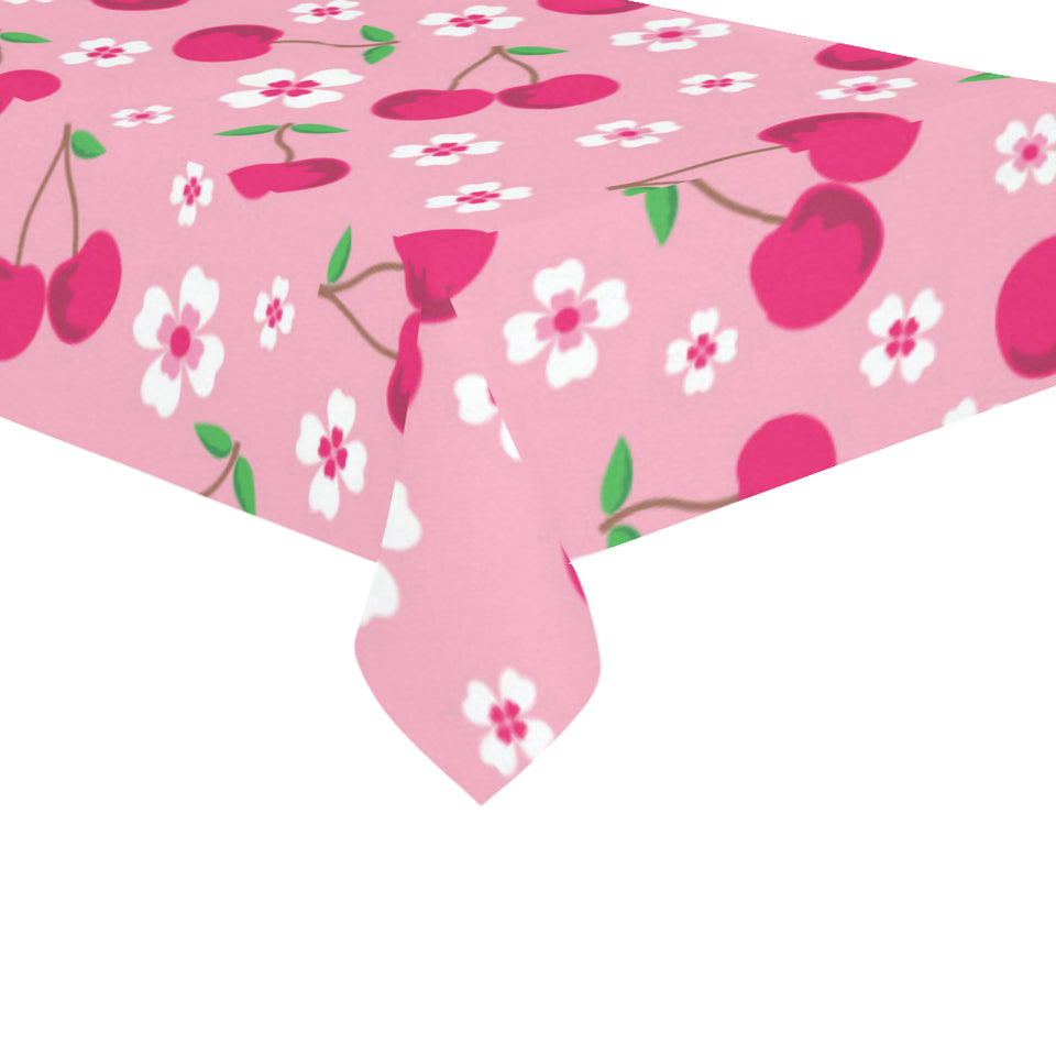 cherry flower pattern pink background Tablecloth
