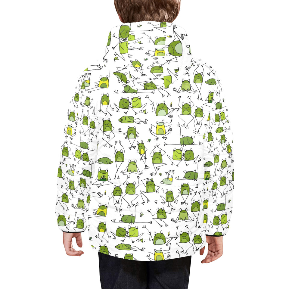 Sketch funny frog pattern Kids' Boys' Girls' Padded Hooded Jacket