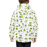 Sketch funny frog pattern Kids' Boys' Girls' Padded Hooded Jacket