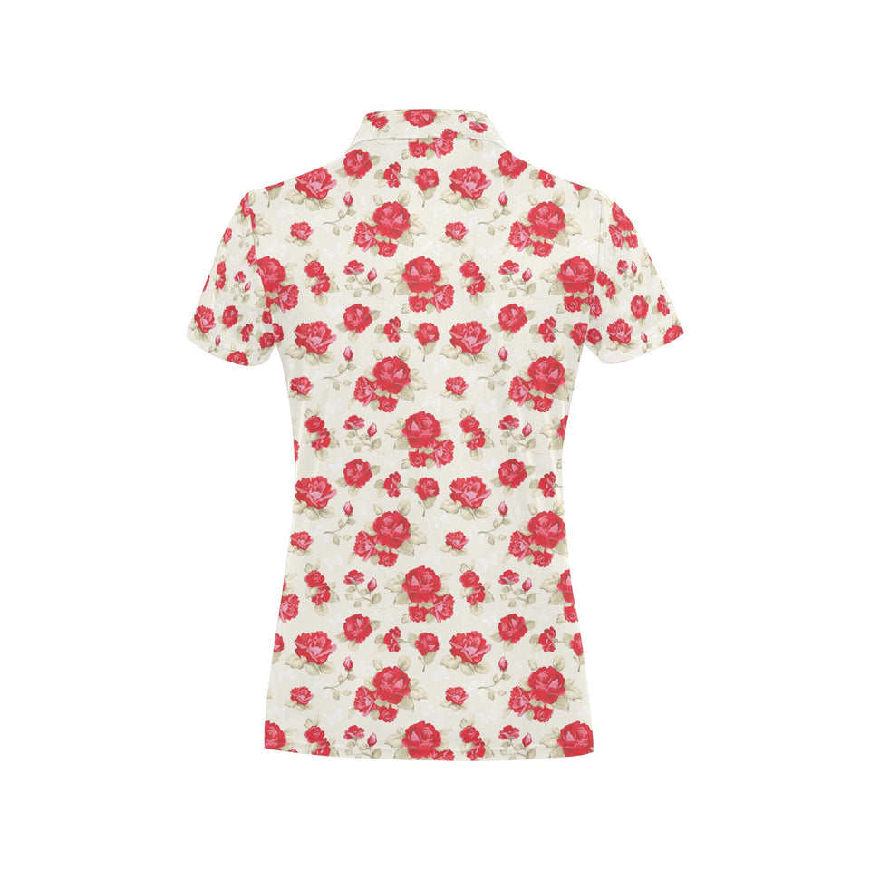 Rose Pattern Print Design 01 Women's All Over Print Polo Shirt