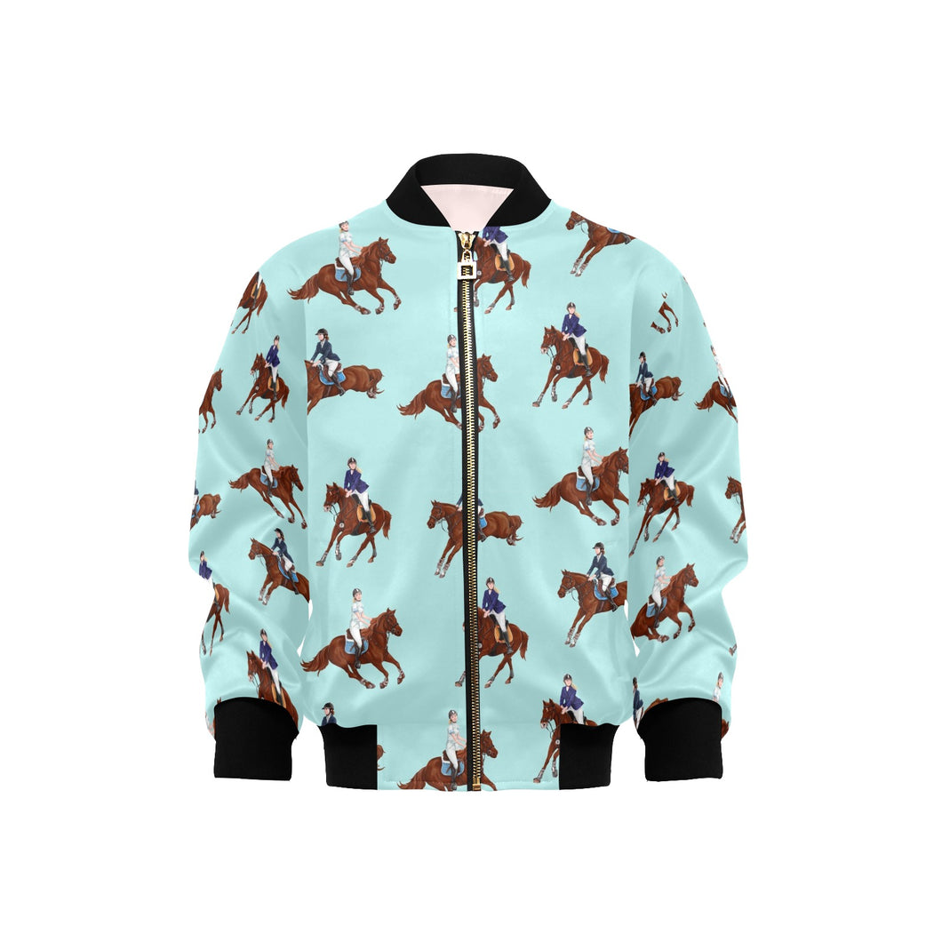 Horses running horses rider pattern Kids' Boys' Girls' Bomber Jacket