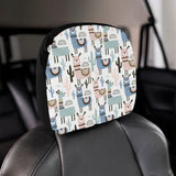 lama Alpaca cactus hand drawn pattern Car Headrest Cover