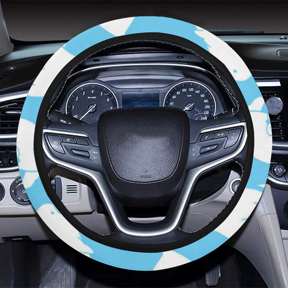 Cute white sea lion seals pattern Car Steering Wheel Cover