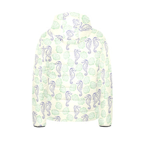 Seahorse shell pattern Kids' Boys' Girls' Padded Hooded Jacket