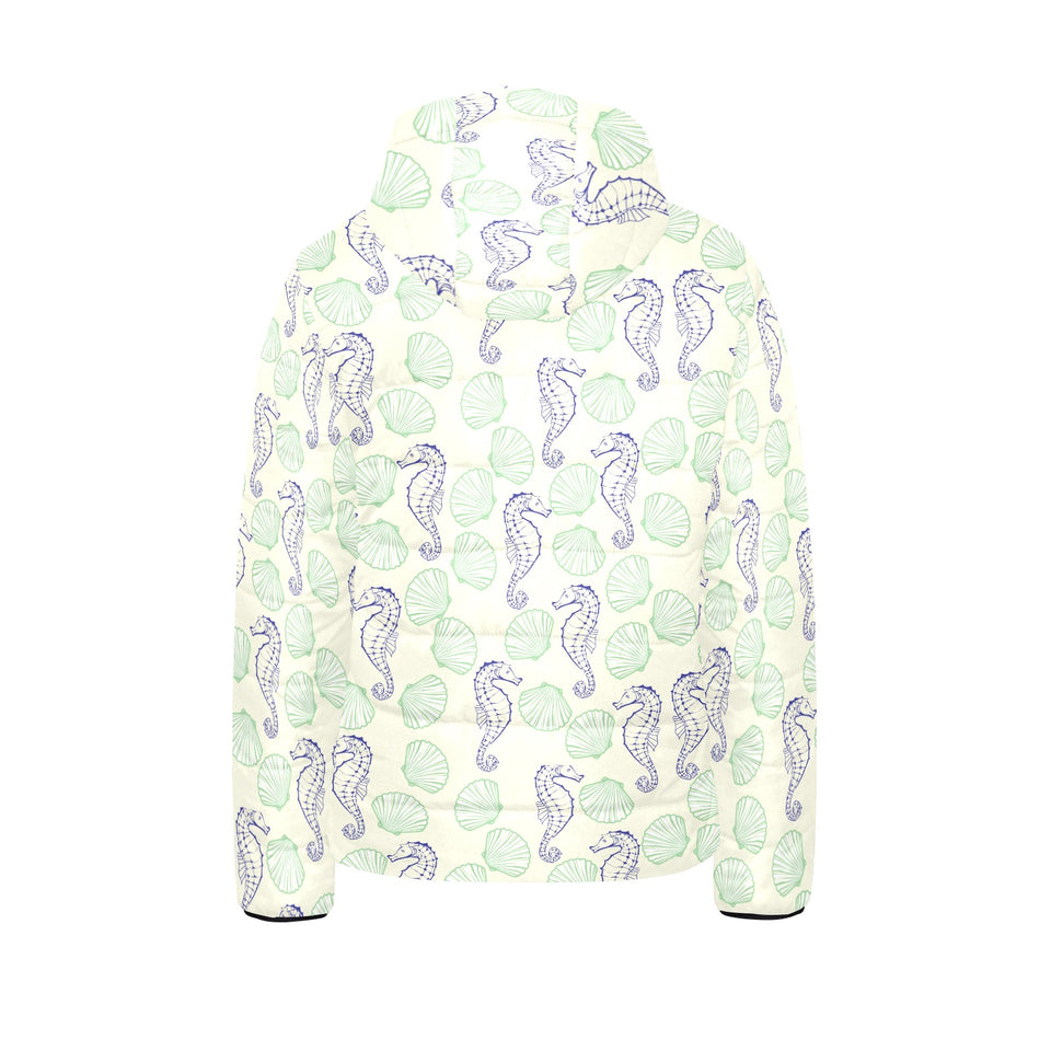 Seahorse shell pattern Kids' Boys' Girls' Padded Hooded Jacket