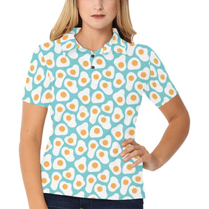Fried Eggs Pattern Print Design 04 Women's All Over Print Polo Shirt