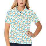 Fried Eggs Pattern Print Design 04 Women's All Over Print Polo Shirt