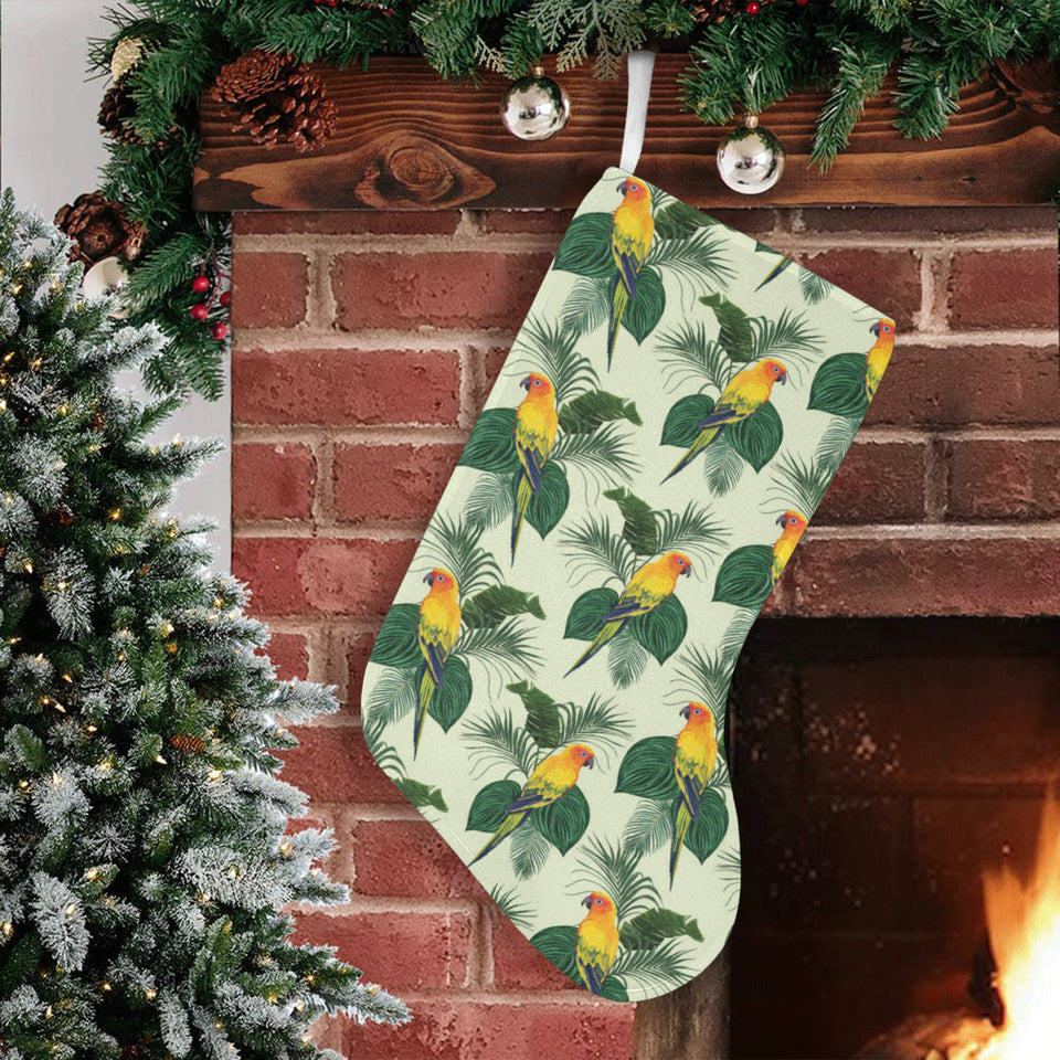 Beautiful parrot palm leaves pattern Christmas Stocking