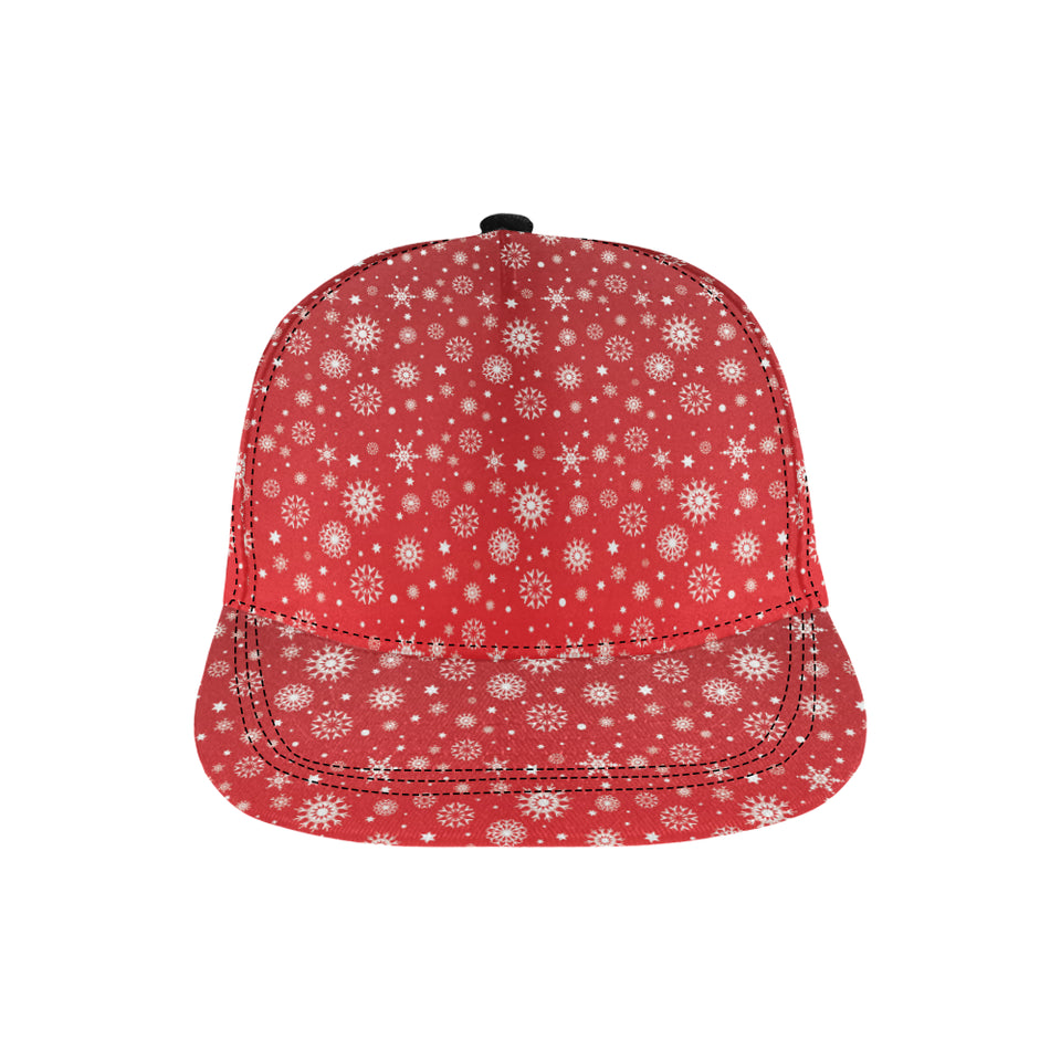 Snowflake pattern red background All Over Print Snapback Cap