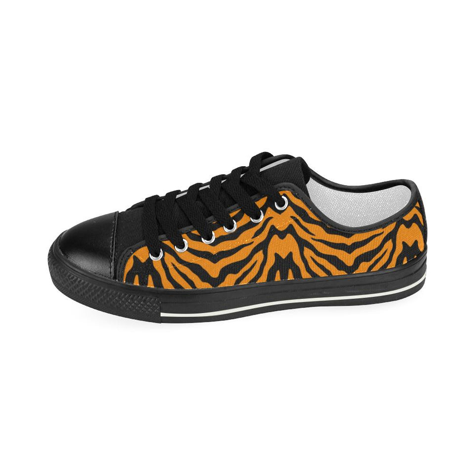 Bengal tigers skin print pattern Kids' Boys' Girls' Low Top Canvas Shoes Black