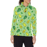 Avocado pattern green background Women's Long Sleeve Polo Shirt