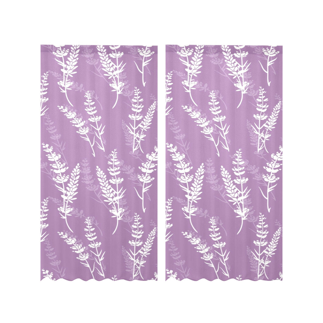 Lavender flowers purple pattern Gauze Curtain