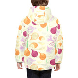 Onion garlic white red pattern Kids' Boys' Girls' Padded Hooded Jacket